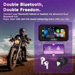RUIST 6.1″ Wireless Motorcycle CarPlay Screen with TPMS, 6.1 Inch, Black