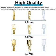 360pcs 2.8mm 4.8mm 6.3mm Male and Female Spade Connectors Kit with Insulating