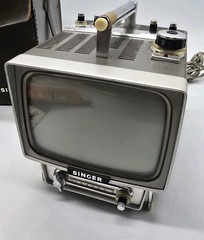 Vintage Singer Model TV-6U Mini Portable Television with Case & Some Accessories