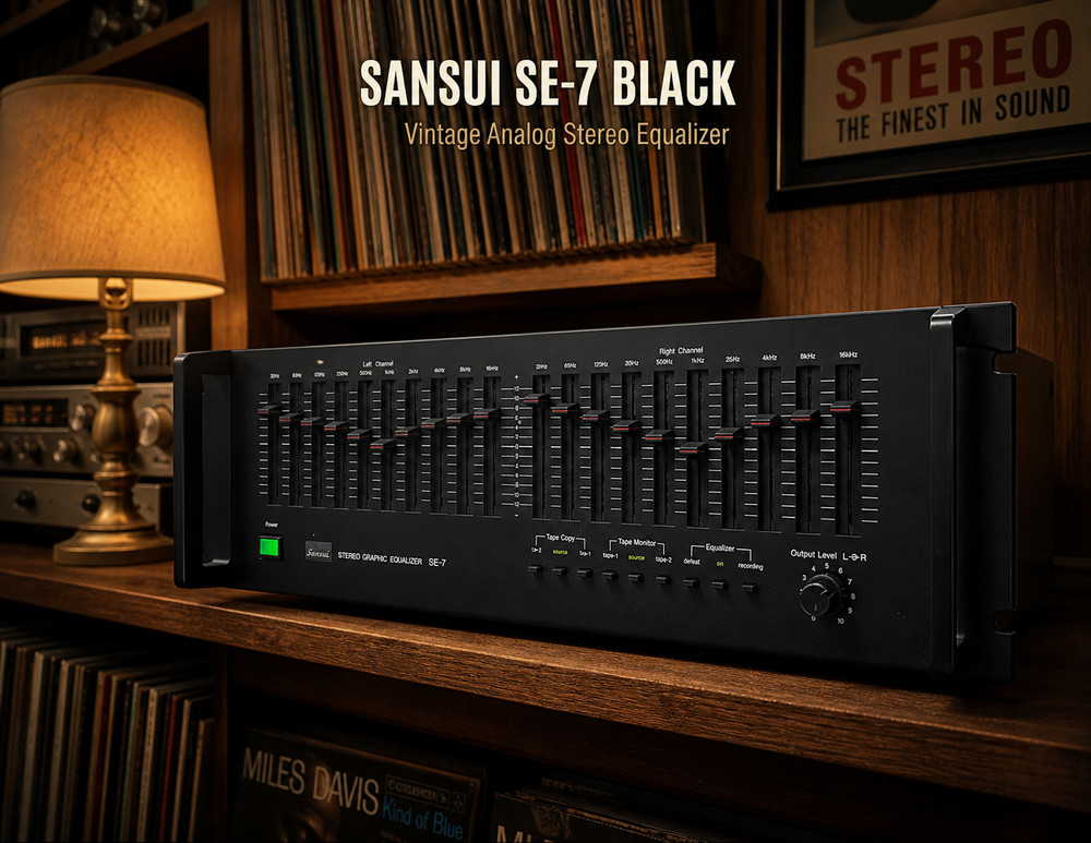 SANSUI SE-7 BLACK 🌈RaRe🌈 Vintage Analog Stereo Graphic Equalizer
