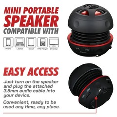 Mini Portable Black Speakers Lightweight Plug and Play 10 Hours Playback
