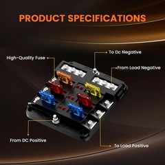 Compact LED Indicator Fuse Block with 6 Circuits – 30 Amps for Easy Installation