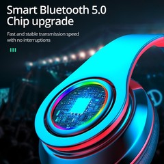 Wireless Bluetooth 5.0 Headphones Over Ear LED Headset Stereo Noise Cancelling
