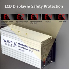 1000W Power Inverter 12/24V DC to 110V 120V AC Peak 2000W Vehicle RV Emergency