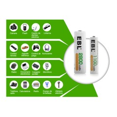 EBL Lot AA AAA Rechargeable Batteries 2800mAh 2300mAh 1100mAh 800mAh NI-MH + Box