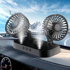 2-IN-1 Car Fan Cooling & Mist, Dual Head DC 5V USB Car AC, 360° Rotatable & 2…