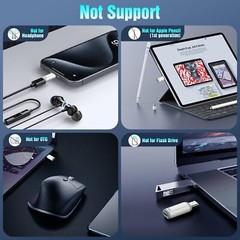 TiMOVO Adapter for Lightning Female to USB C Male 4 Pack, White&Gray