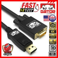 DisplayPort to VGA Cable Adapter For HDTV PC Desktop Monitor Video 4K 1080P 6FT