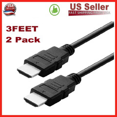 2 Pack Digital High-Speed 1.4 HDMI Cable PVC 2160p Black Cord (3 feet) Black