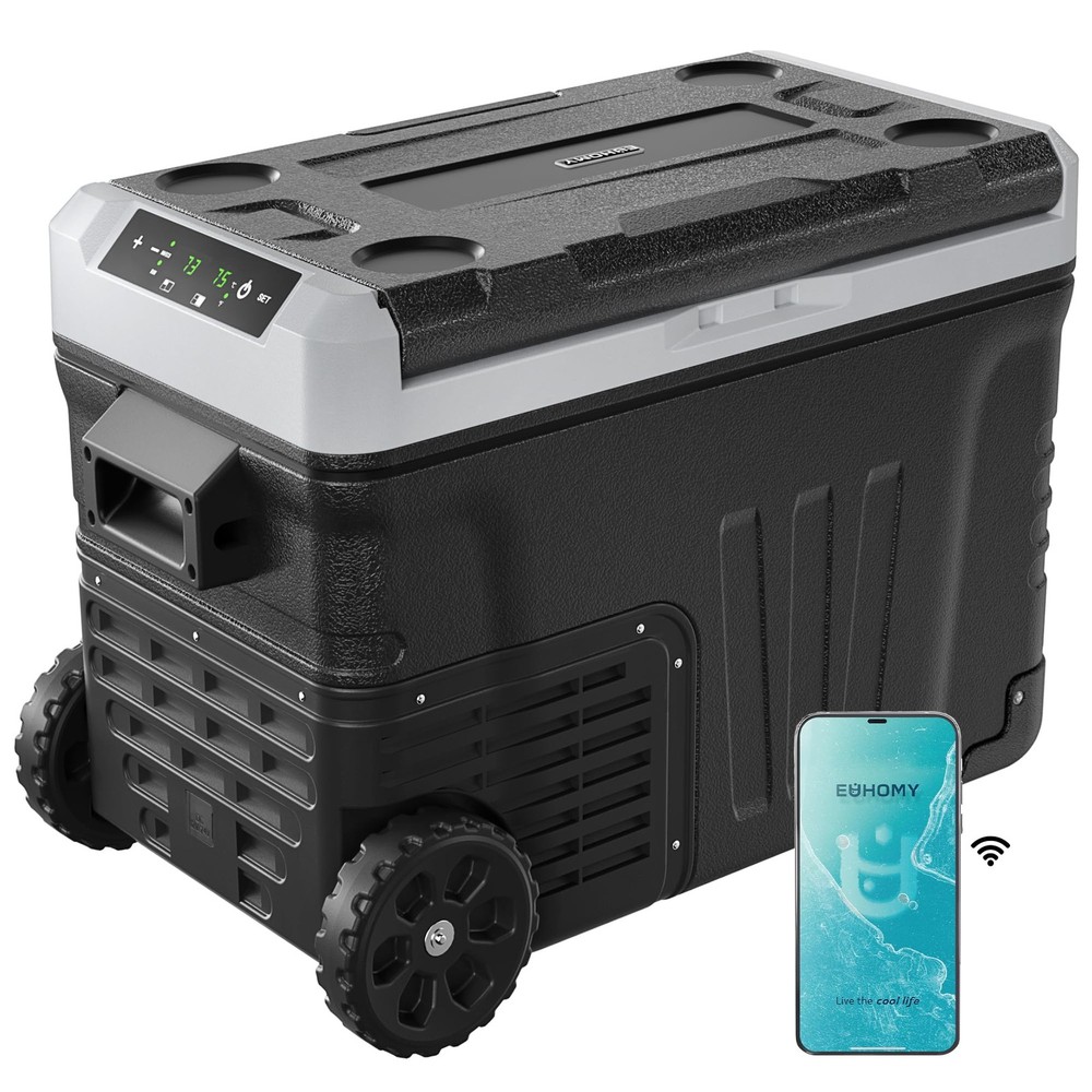 12V Car Refrigerator Freezer Portable Cooler -4℉~68℉ DC/AC w/Wheels for Camping