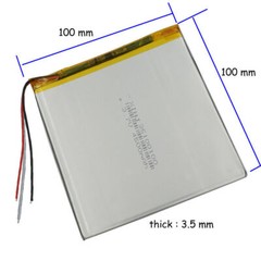 3.7V 4500mAh 16.65Wh Li Battery 3 Wires Thermistor 35100100 For E-book Tablet PC