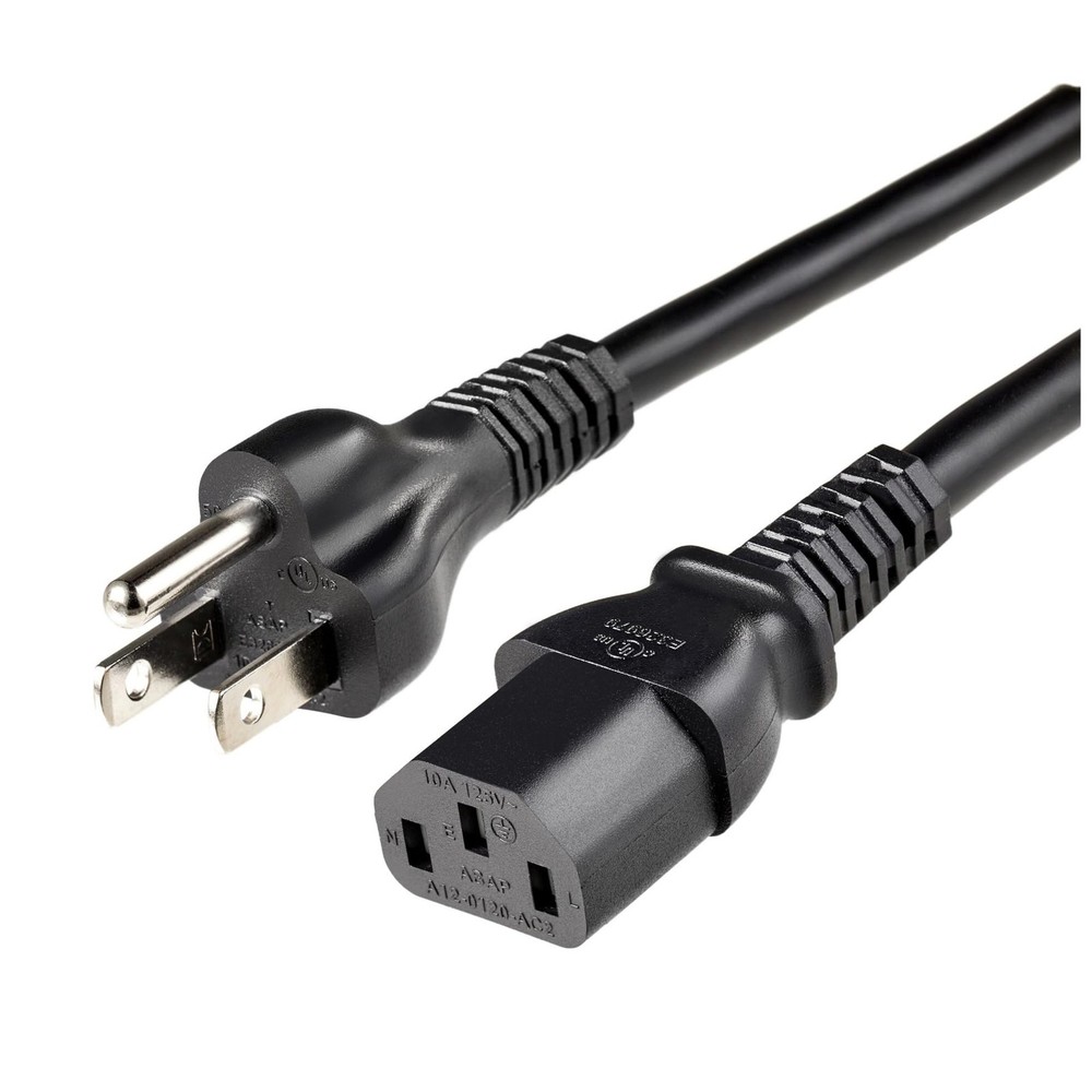 Amazon Basics PC Power Cord, 6 feet, AC Cord for Monitor, 6 Feet, Black