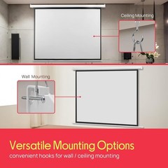 Pyle PRJELMT86 84″ Motorized Projector Screen, Includes Remote Control – White