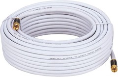RG6 Quad Shield Coax Cable w/F-Connectors White/Black / 3ft – 100ft / 2-Pack LOT