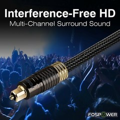 FosPower Braided Toslink Digital Fiber Optic Optical Audio Cable SPDIF Dolby DTS