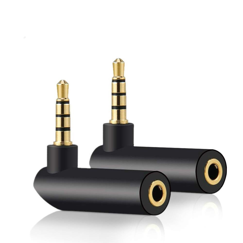 3.5mm Angle Male to Female Audio Adapter, 90 Degree Right Black and Golden