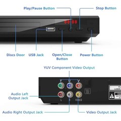 1080p DVD Player All Region Free DVD CD USB Player with AV+RCA Output US
