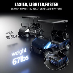 36V 105Ah LiFePO4 battery 200A BMS with 43.8V 25A charger for golf carts