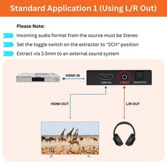 4K HDMI Audio Extractor Converter, SPDIF/3.5MM, HDMI 2.0, HDCP 2.2, HDR10