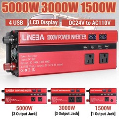 5000W Sine Wave Solar Converter 3000W Car Power Inverter DC 12V To AC 110V 4 USB