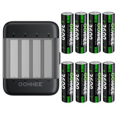 3600mWh 1.5V Rechargeable 8x AA Lithium Batteries with Thin Charging Storage Box