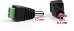 Areyourshop 10 Pcs 5.5mm x 2.5mm CCTV Camera DC Power Male Jack Black