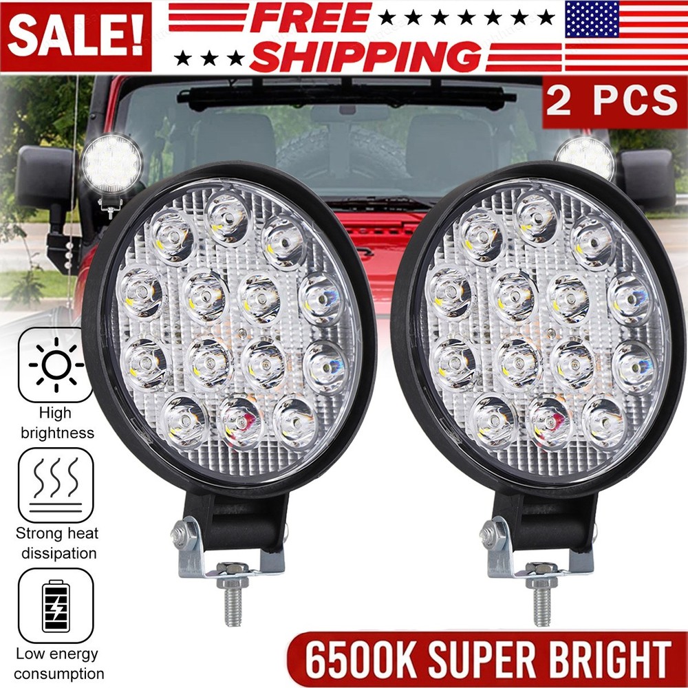 2 x 4.5” Round LED Work Light Bar Flood Spot Pods Offroad Fog Driving ATV Truck