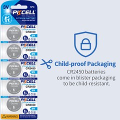 Lot PKCELL CR2450 Battery, Long-Lasting & High Capacity 3 Volt Coin & Button US
