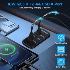 RV USB Outlet Panel: 12V/24V 3-Port Panel Mount Charger, 18W USB-C PD3.0, 2PCS