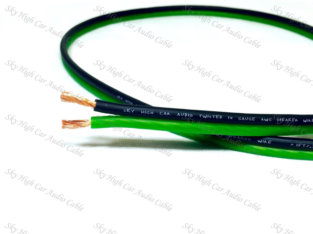 50′ feet TRUE 14 Gauge AWG GREEN/BK Speaker Wire Car Home Audio ft GA