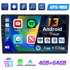 9inch Android 13 4+64GB Car Stereo Radio GPS WIFI Apple Carplay Double 2 Din BT