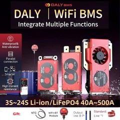 Daly Wifi BMS 4S-20S 12V-72V Li-ion LiFePo4 40A-500A Smart BMS +BT Module Lot