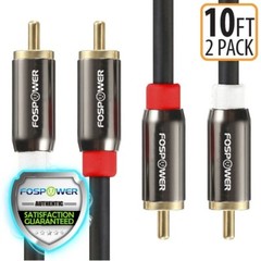 FosPower 2x 10FT Dual Layer 2 RCA to RCA L/R Male Stereo Audio Cable Cord Plug