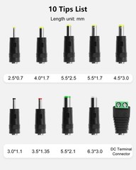 Universal AC Adapter 12V 2A Power Supply Charger 24W AC110V to DC12V 2000Ma 1500