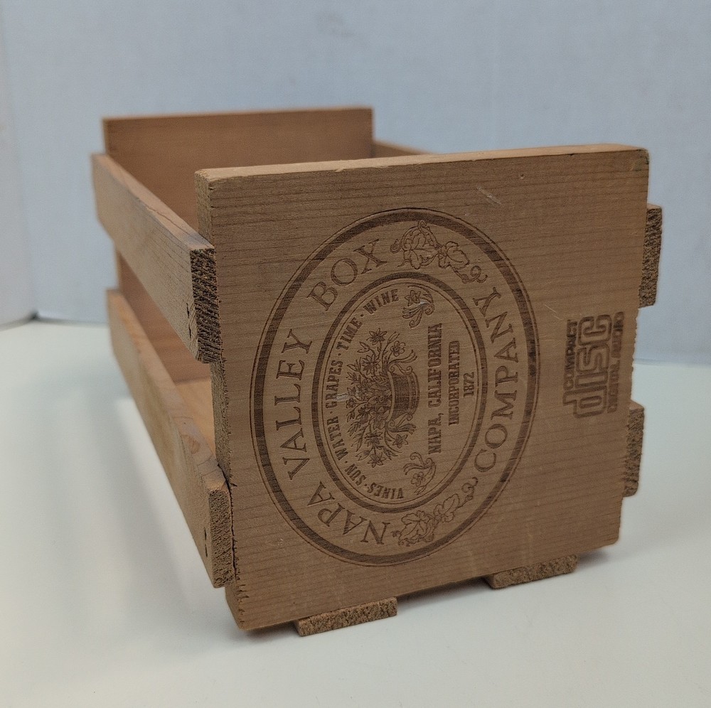 Vintage Napa Valley Wine Crate Wooden CD Compact Disc Storage Box Rustic Decor