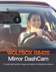 WOLFBOX 1080P Dash Cam Mirror Dual Cameras Front and Rear View Free 32G SD