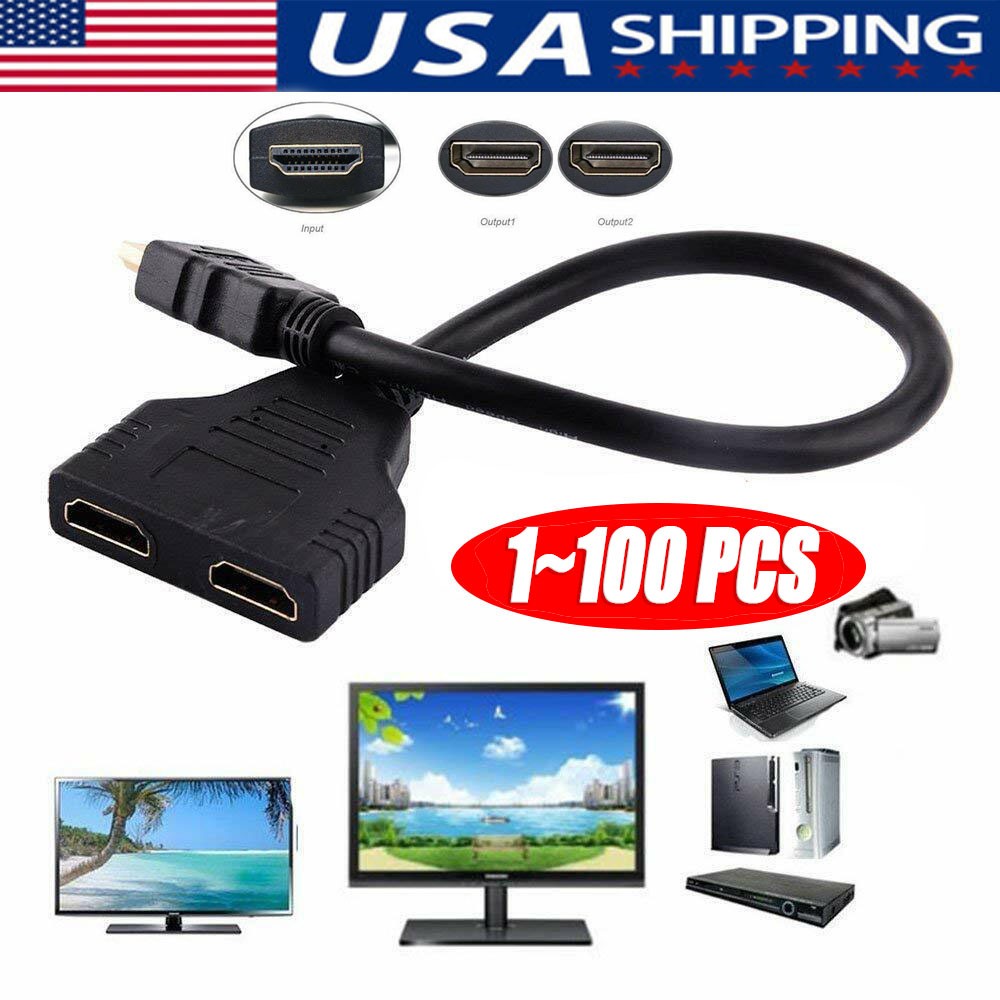 4K HDMI Cable Splitter Adapter 2.0 Converter 1 In 2 Out 1 Male to 2 Female lot