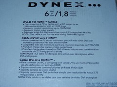 new no box Dynex DX-C114193 6 Ft 1.8 M DVI-D to HDMI Cable 1900 x 1200 114193