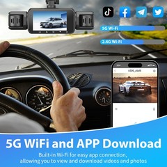360 Degree View 4 Channel Dash Cam Front and Rear Inside Left Right, Dash Camera
