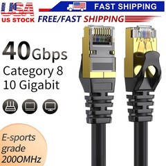 Cat 8 Ethernet RJ45 Cable Super Speed 40Gbps Patch LAN Network Gold Plated Lot