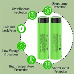 8 Pack 3.7V Rechargeable Button top Batteries (3500mAh) 18650 Battery