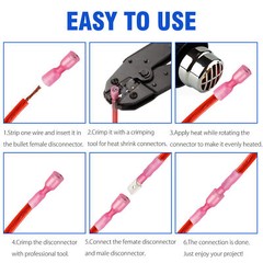 100/220x Waterproof Heat Shrink Spade Wire Connectors Electrical Crimp Terminals