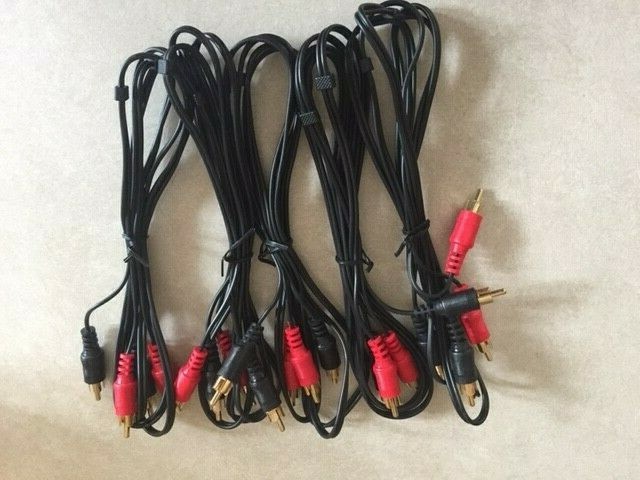 5 Cables of 6ft Dual Stereo Audio Patch Cord 2 RCA Males/Plugs Silver, 6 Feet