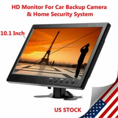 1080P 10.1″ LCD CCTV Monitor PC Screen AV RCA VGA HDMI Display Video US Plug