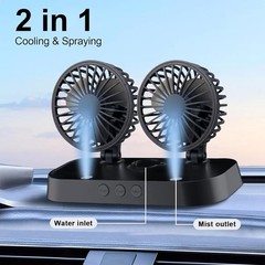 2-IN-1 Car Fan Cooling & Mist, Dual Head DC 5V USB Car AC, 360° Rotatable & 2…