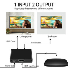 HDMI Splitter 1 In 2 Out 4KUHD HDMI Splitter For Dual Monitors Duplicate/Mirror
