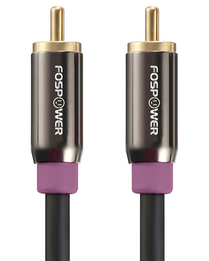 FosPower Subwoofer Cable (25 FT) RCA to Audio Stereo 25 Feet, Black
