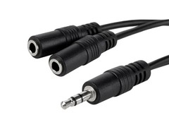 6inch 3.5mm (1/8″) Male Stereo TRS Plug to 2 3.5mm Stereo Female Splitter Cable