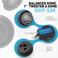 A-lpine DDT-S30 360W 2.5CM 1″ Soft Dome Balanced Car Audio Speakers Tweeters NEW