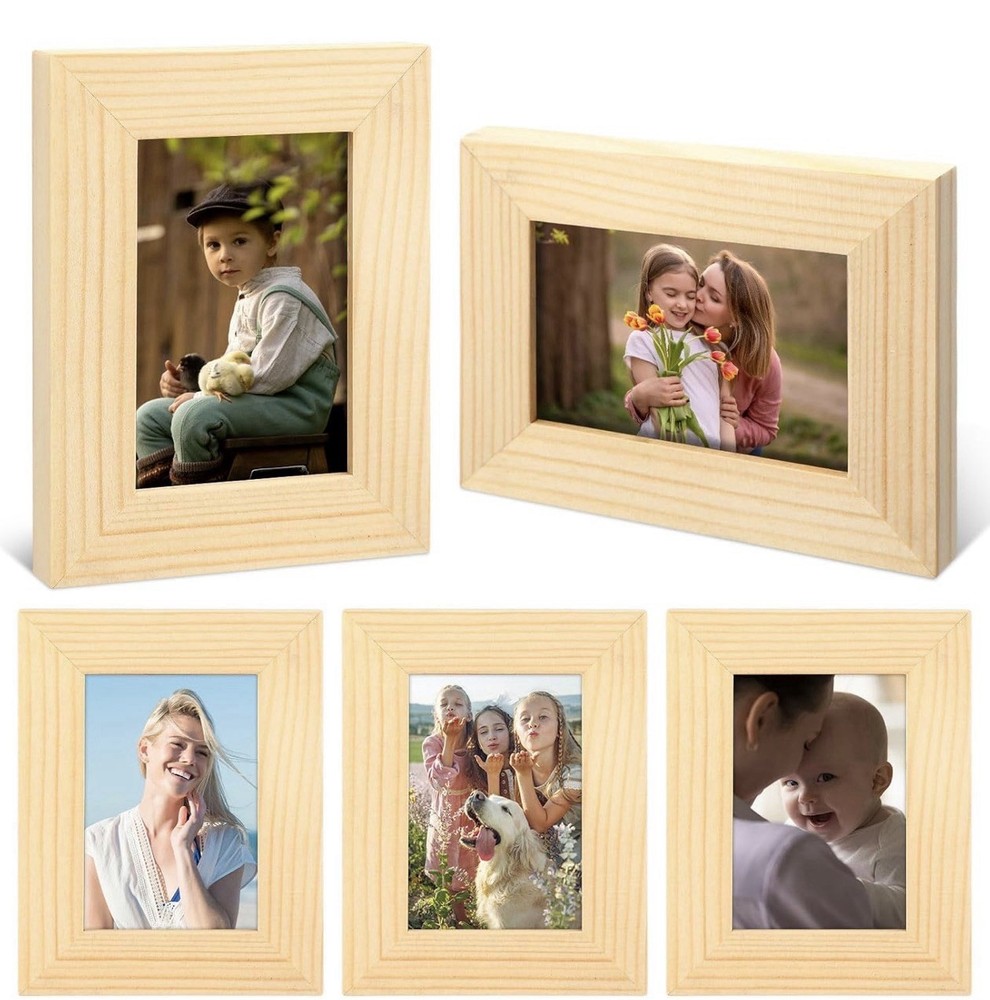 Kigley 6 Pcs 2.5 x 3.5 Inches Picture Frame Mini Rustic Frames brown